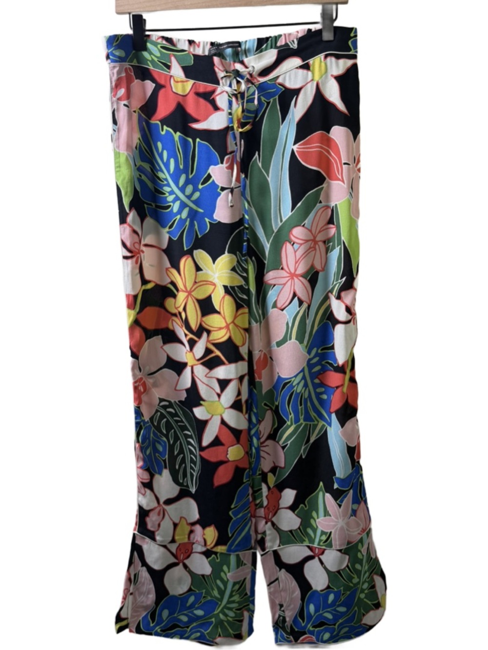 Zara Trafaluc Multicolor Floral Tie-Waist Pants